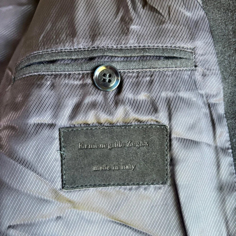 Ermenegildo Zegna Mens Wool Silk Car Coat Luxury Minimalist Fits XL Navy/Gray